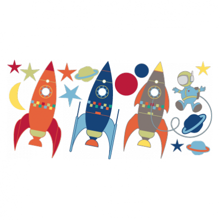 Stickers Astronaute, Fusées et Ã‰toiles