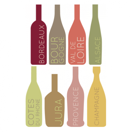 Stickers Bouteilles de vin multicolores