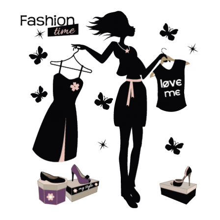 Stickers Fashion Time Silhouette Rose