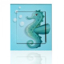 Stickers interrupteur Océan Hippocampe turquoise