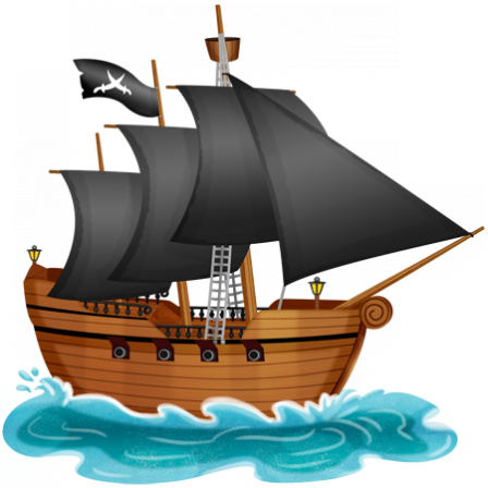 Stickers Bateau Pirate aux voiles noires - Stickers Malin