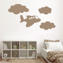 Stickers avion et nuages