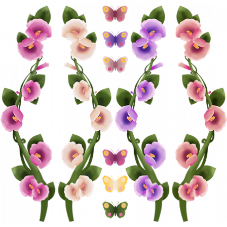 Stickers Fleurs aux papillons