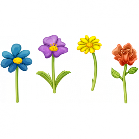 Stickers fleurs quatre couleurs