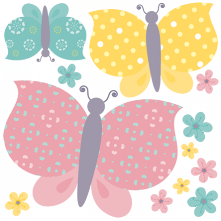Stickers Allégorie - Fleurs et Papillon