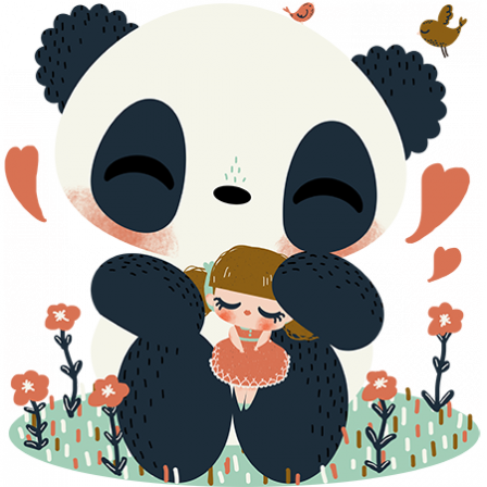 Stickers Le Panda et l'enfant - Fille