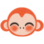 Stickers Animaux de la Jungle - le singe - orange