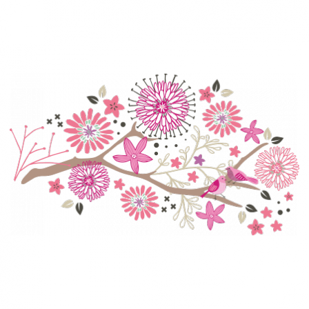 Stickers Branche et Fleurs - Rose