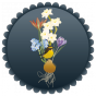 Stickers médaillon bouquet et oiseau