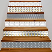 Stickers Escalier - Triangles gris et jaunes