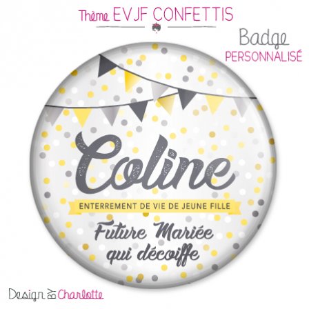 Badge EVJF Confettis Mariée à personnaliser