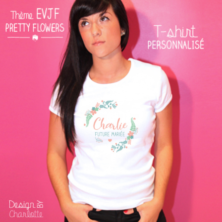 T-shirt EVJF Mariée personnalisé - Amour Fleurs