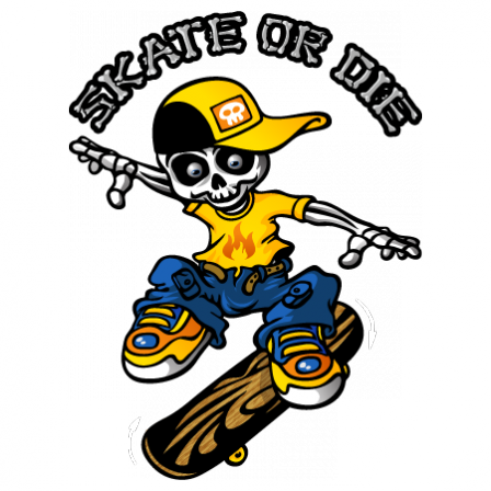 Stickers squelette et skateboard