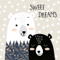 Tableau Deux Ours - Sweet Dreams - Garçon