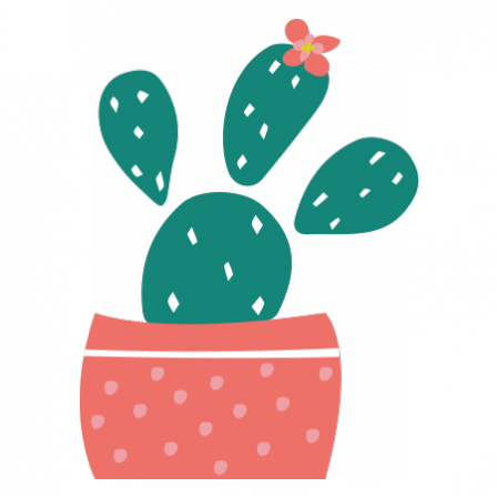 Stickers Plantes - Cactus pot corail - Corail