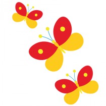 Stickers papillons rouge et jaune