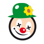 Stickers tête de clown au chapeau