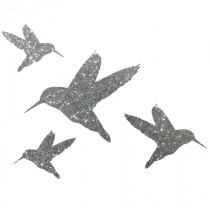 Stickers colibri pailleté argent