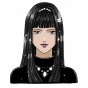 Stickers fille cheveux noirs