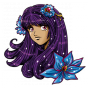 Stickers fille cheveux violets
