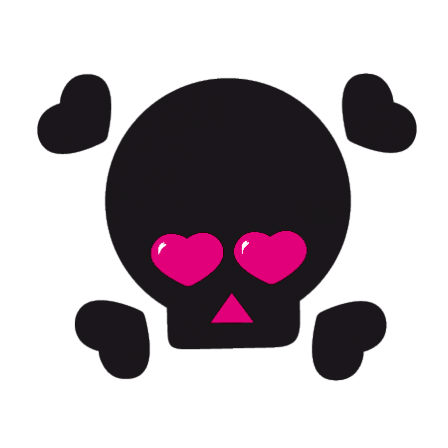 Stickers emo tête de mort noire